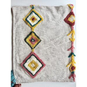 PASSPORT TO INDIA Boho Tufted Diamond Cotton Tasseled 62"x 58" Throw Blanket